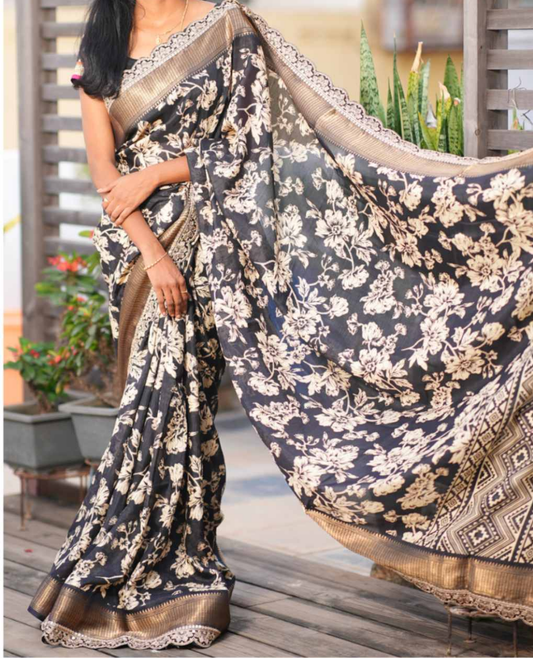 Dola silk saree with lace