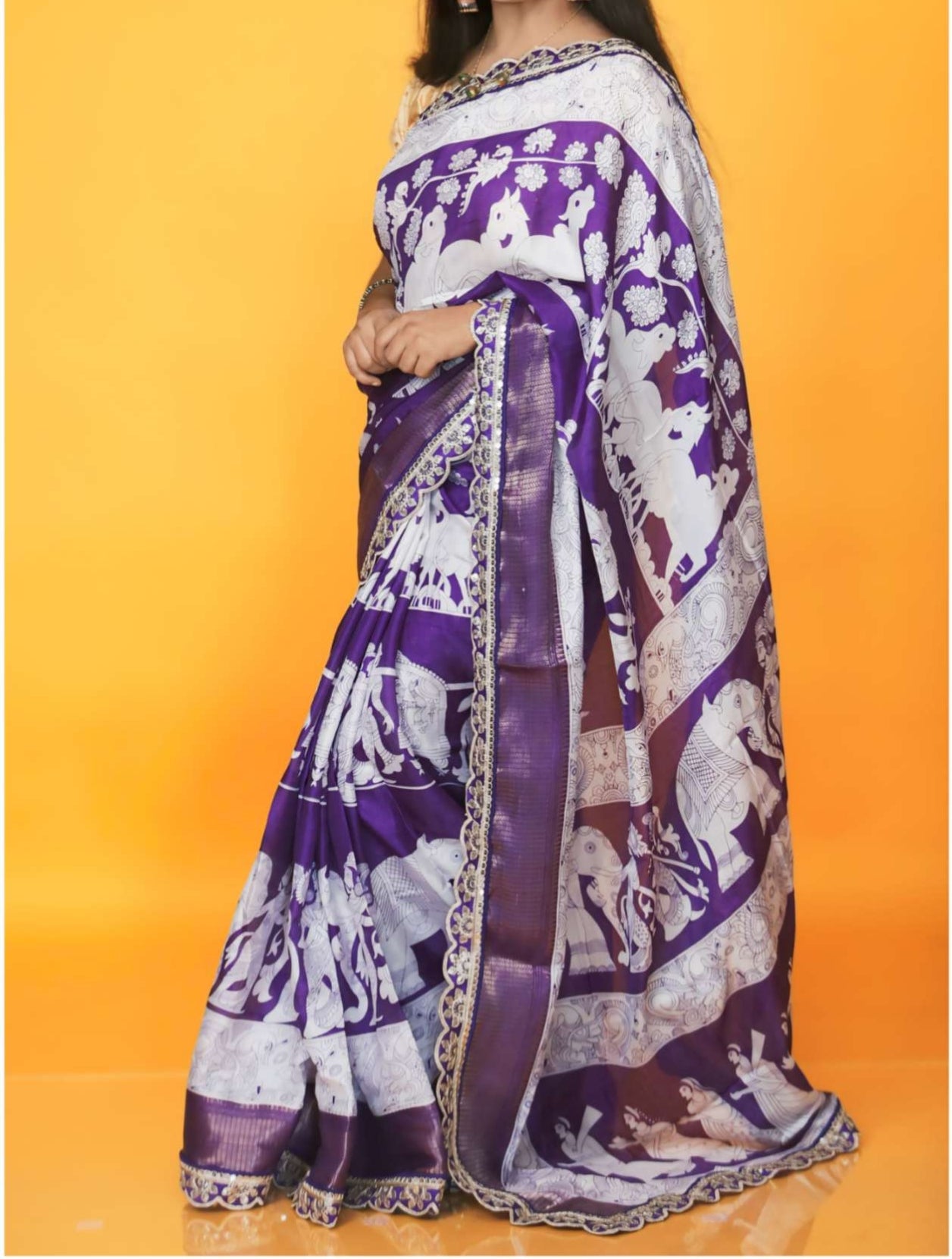 Dola silk saree with lace